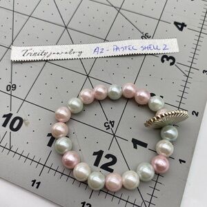 USA MADE Pastel Pearl Bracelet w/ shell charm